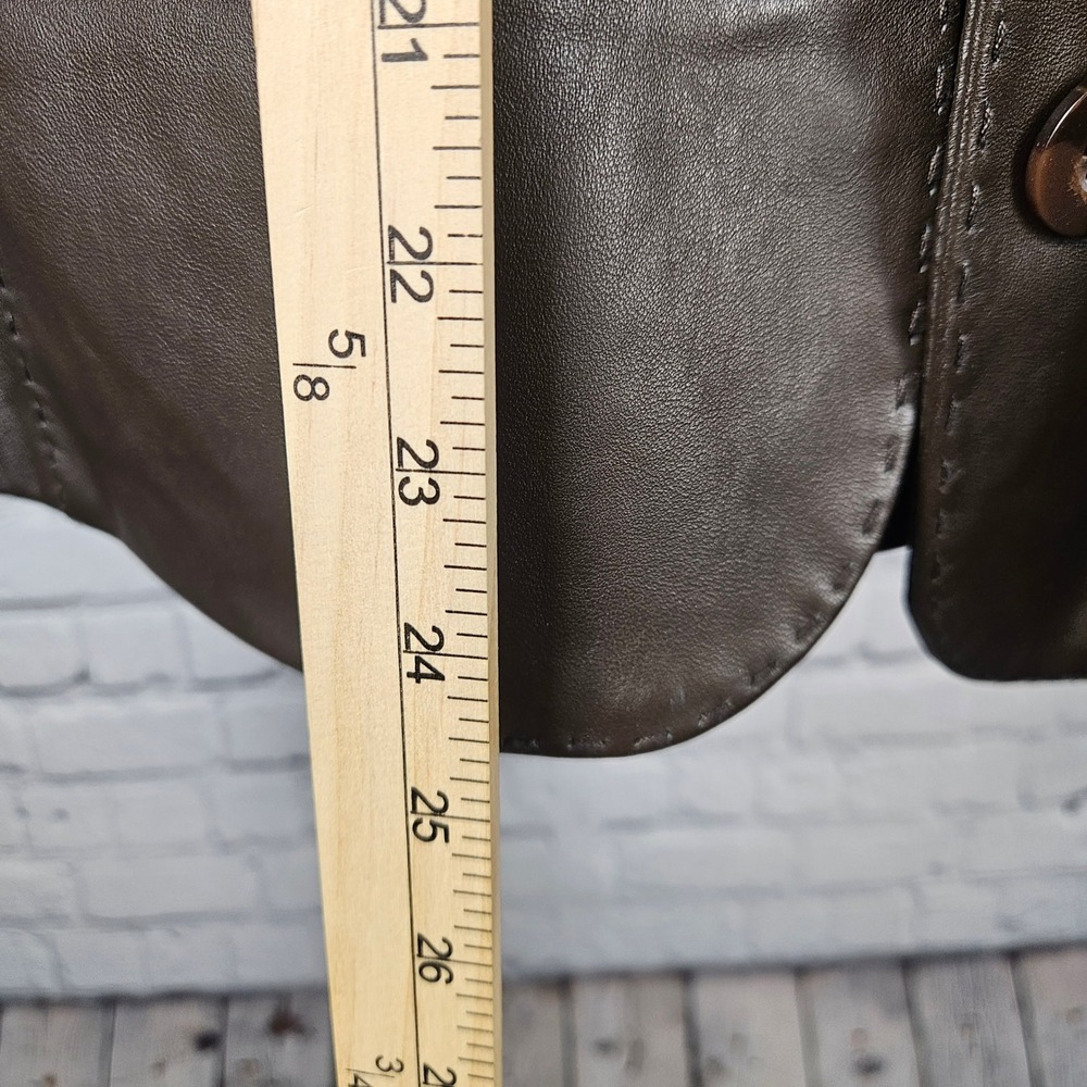 Sonoma Life Style Brown Lambskin Leather Blazer Jacket Womens Large 4 Button L - Picture 6 of 10